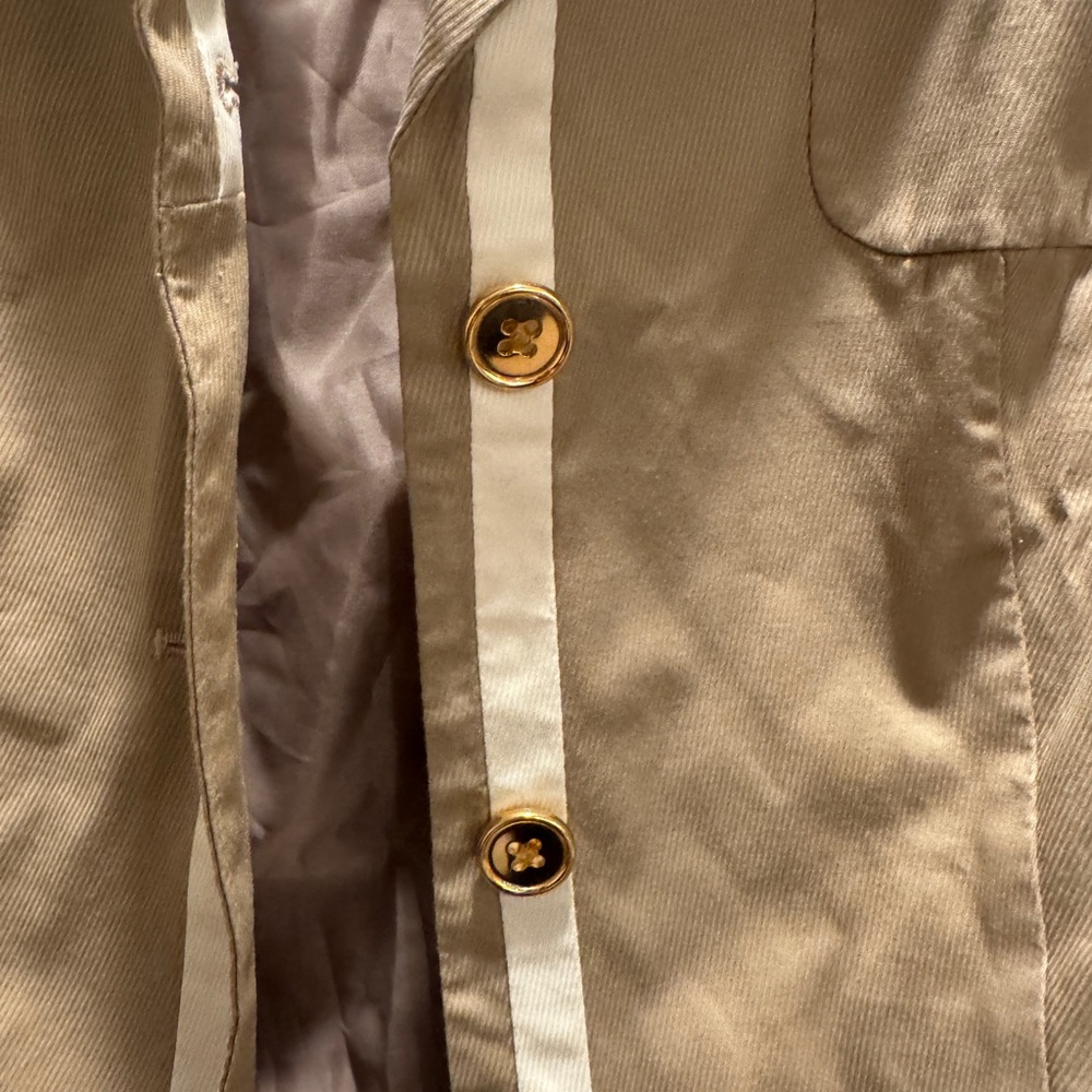 Talbots Tan Blazer with Cream Contrast Trim Gold Buttons 12P - Picture 4 of 6